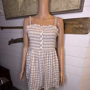Torrid Gray White Plaid Button Ruffle Short Sleeveless Sundress Size 2 Women